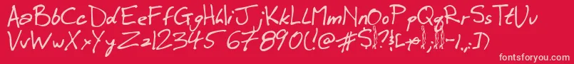 Winkie-Schriftart – Rosa Schriften auf rotem Hintergrund