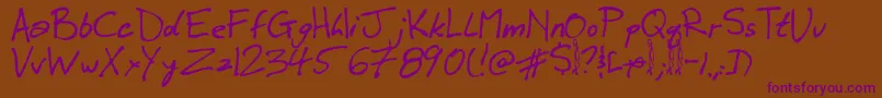 Winkie-Schriftart – Violette Schriften auf braunem Hintergrund