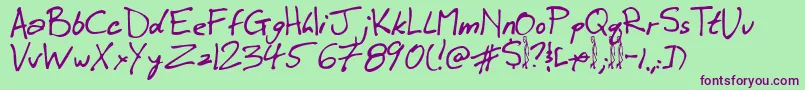 Winkie Font – Purple Fonts on Green Background