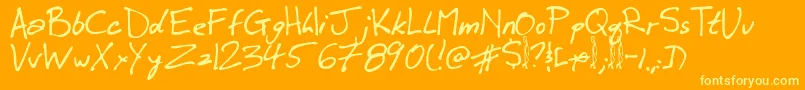 Winkie-Schriftart – Gelbe Schriften auf orangefarbenem Hintergrund