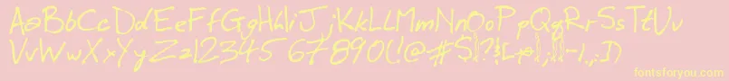 Winkie-fontti – keltaiset fontit vaaleanpunaisella taustalla