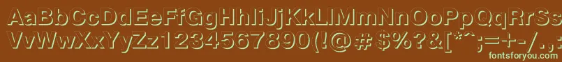 フォントPgs75C – 緑色の文字が茶色の背景にあります。