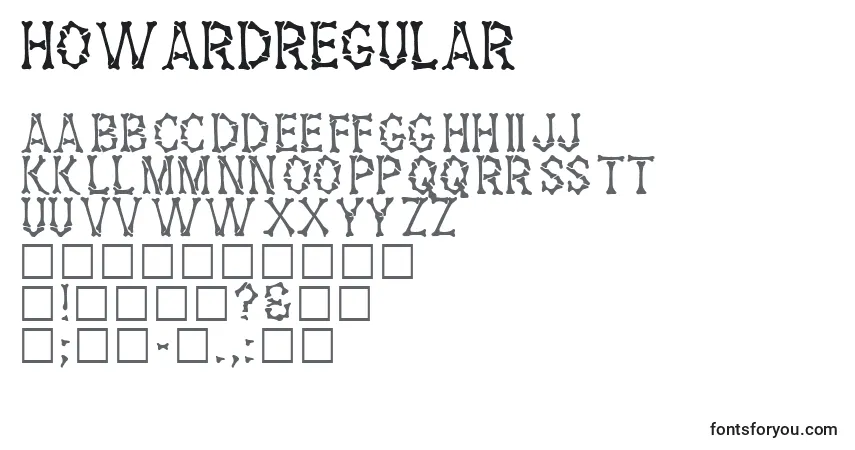 Czcionka HowardRegular – alfabet, cyfry, specjalne znaki