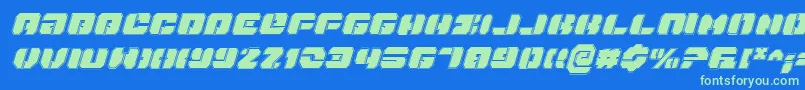 フォントDanStargateProItalic – 青い背景に緑のフォント