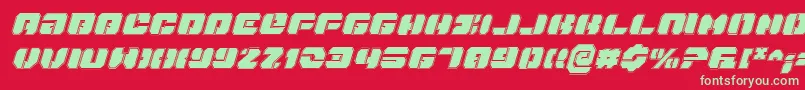 Fonte DanStargateProItalic – fontes verdes em um fundo vermelho