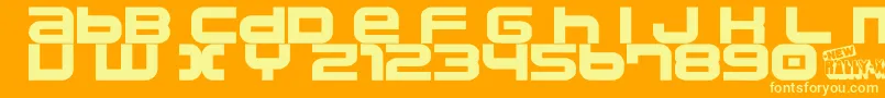 フォントNamco – オレンジの背景に黄色の文字