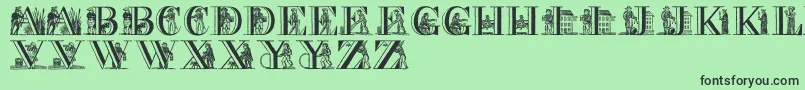 PictureAlphabet Font – Black Fonts on Green Background