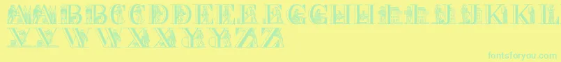 Police PictureAlphabet – polices vertes sur fond jaune