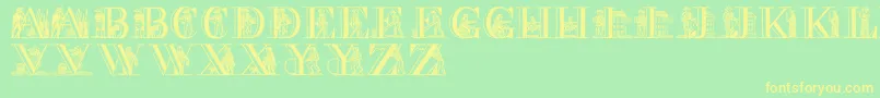 PictureAlphabet Font – Yellow Fonts on Green Background