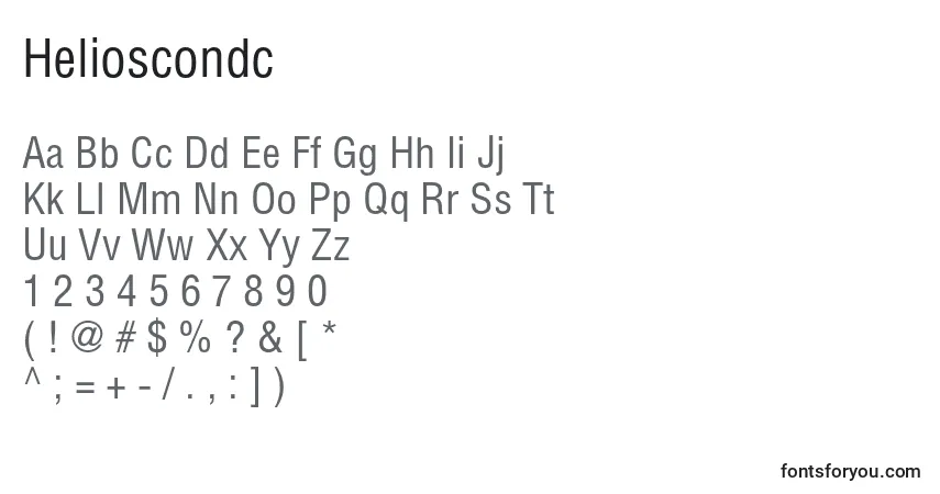 A fonte Helioscondc – alfabeto, números, caracteres especiais