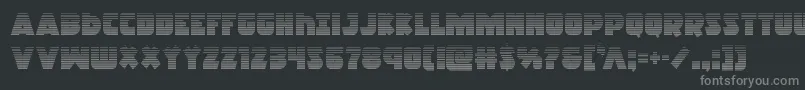 Racketsquadgrad-fontti – harmaat kirjasimet mustalla taustalla