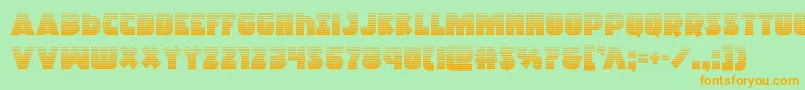 フォントRacketsquadgrad – オレンジの文字が緑の背景にあります。