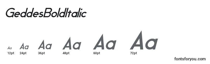 GeddesBoldItalic Font Sizes