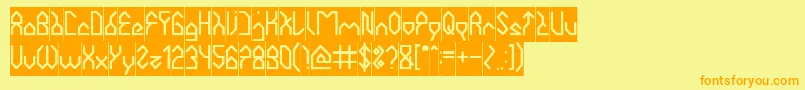 HouseBuilderInverse-Schriftart – Orangefarbene Schriften auf gelbem Hintergrund