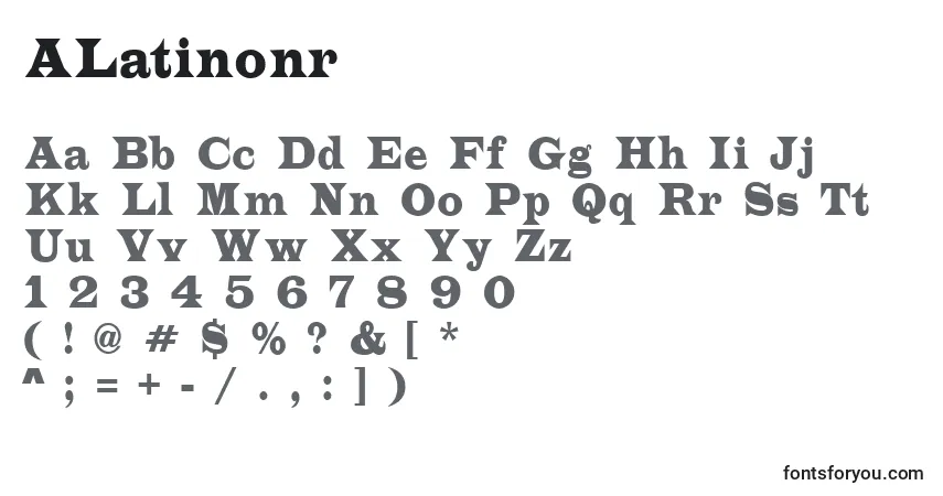 Fuente ALatinonr - alfabeto, números, caracteres especiales