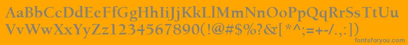 ItcBerkeleyOldstyleLtBold-fontti – harmaat kirjasimet oranssilla taustalla