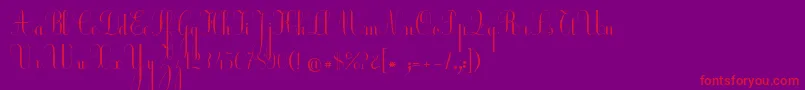 Ecolier-Schriftart – Rote Schriften auf violettem Hintergrund