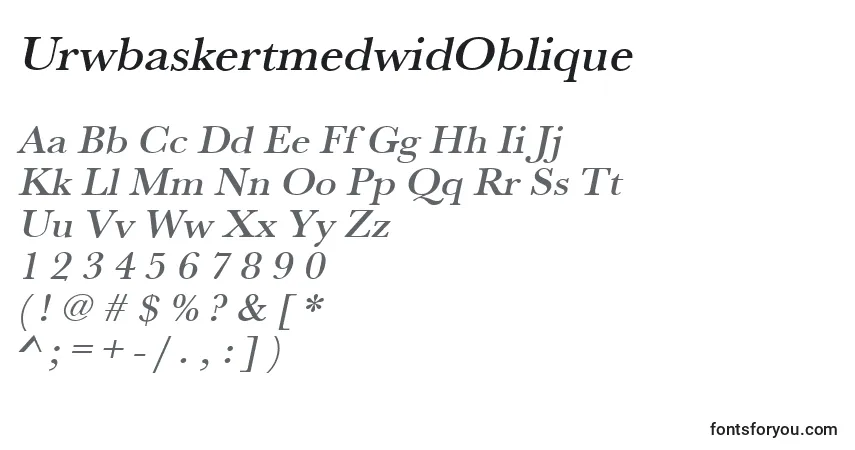 Czcionka UrwbaskertmedwidOblique – alfabet, cyfry, specjalne znaki