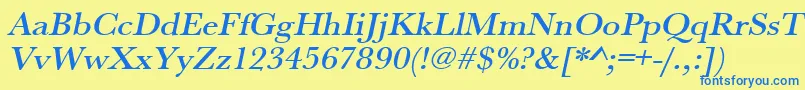 UrwbaskertmedwidOblique Font – Blue Fonts on Yellow Background