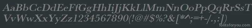 UrwbaskertmedwidOblique-fontti – harmaat kirjasimet mustalla taustalla