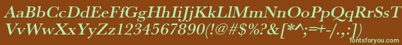 UrwbaskertmedwidOblique-fontti – vihreät fontit ruskealla taustalla