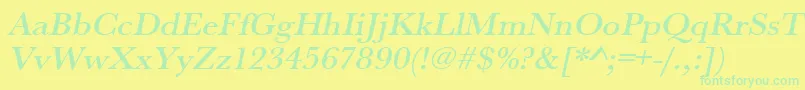 UrwbaskertmedwidOblique Font – Green Fonts on Yellow Background