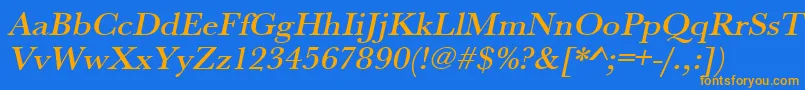 UrwbaskertmedwidOblique Font – Orange Fonts on Blue Background