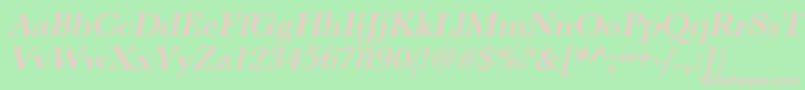 UrwbaskertmedwidOblique-fontti – vaaleanpunaiset fontit vihreällä taustalla