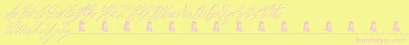 Signatures-Schriftart – Rosa Schriften auf gelbem Hintergrund