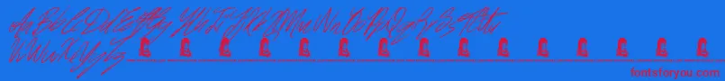 Signatures-Schriftart – Rote Schriften auf blauem Hintergrund