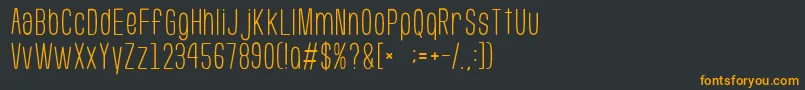 フォントGomariceUsuaziHosomozi – 黒い背景にオレンジの文字