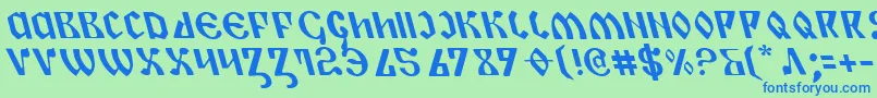 Czcionka PiperPieLeftalic – niebieskie czcionki na zielonym tle