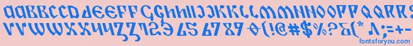 フォントPiperPieLeftalic – ピンクの背景に青い文字