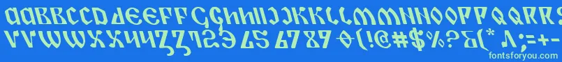 Czcionka PiperPieLeftalic – zielone czcionki na niebieskim tle