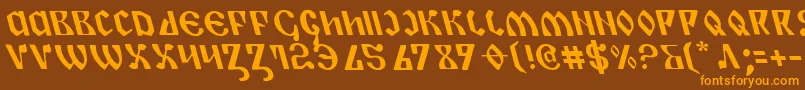 フォントPiperPieLeftalic – オレンジ色の文字が茶色の背景にあります。