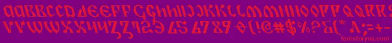 フォントPiperPieLeftalic – 紫の背景に赤い文字