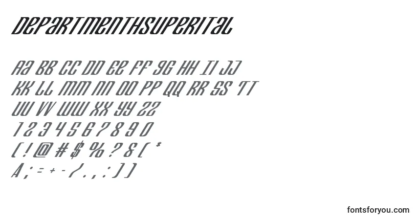 A fonte Departmenthsuperital – alfabeto, números, caracteres especiais