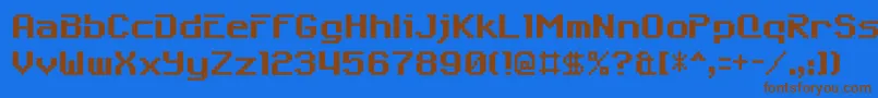 フォント6809char – 茶色の文字が青い背景にあります。