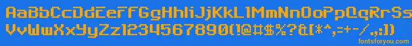 6809char Font – Orange Fonts on Blue Background