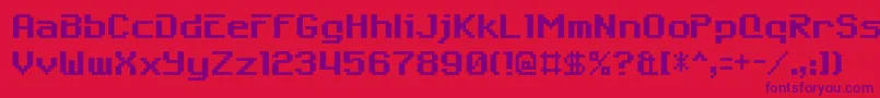 6809char-fontti – violetit fontit punaisella taustalla