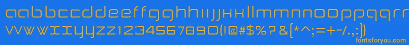 フォントCamomile – オレンジ色の文字が青い背景にあります。