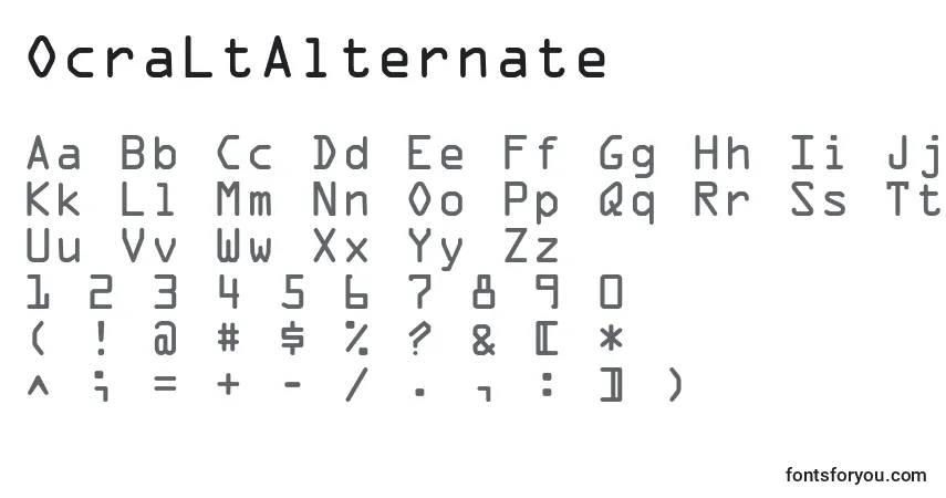 Czcionka OcraLtAlternate – alfabet, cyfry, specjalne znaki