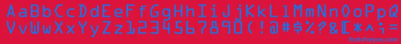 OcraLtAlternate-Schriftart – Blaue Schriften auf rotem Hintergrund