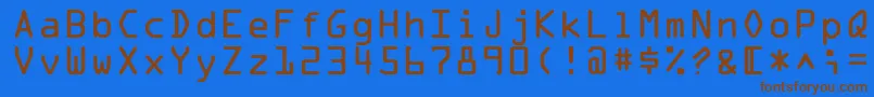 フォントOcraLtAlternate – 茶色の文字が青い背景にあります。