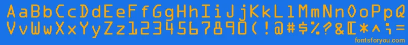 フォントOcraLtAlternate – オレンジ色の文字が青い背景にあります。