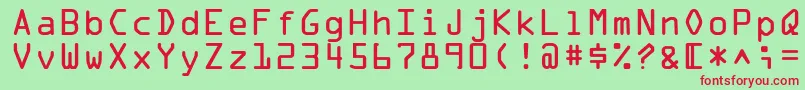 OcraLtAlternate-Schriftart – Rote Schriften auf grünem Hintergrund