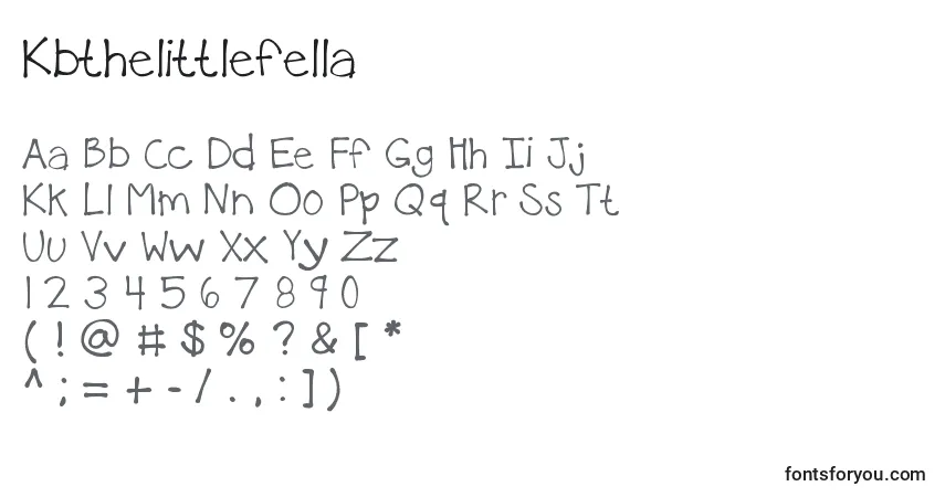 Czcionka Kbthelittlefella – alfabet, cyfry, specjalne znaki