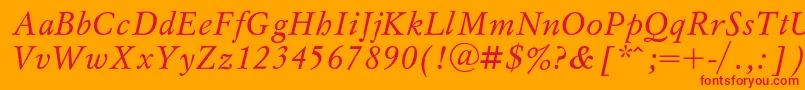 フォントMyslIta – オレンジの背景に赤い文字