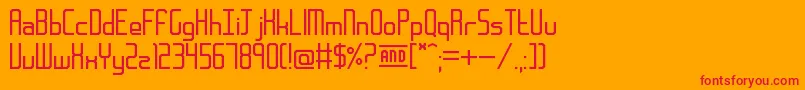 FrankfurtMesseWide-Schriftart – Rote Schriften auf orangefarbenem Hintergrund