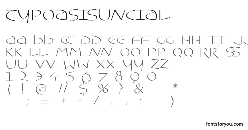 Schriftart Typoasisuncial – Alphabet, Zahlen, spezielle Symbole